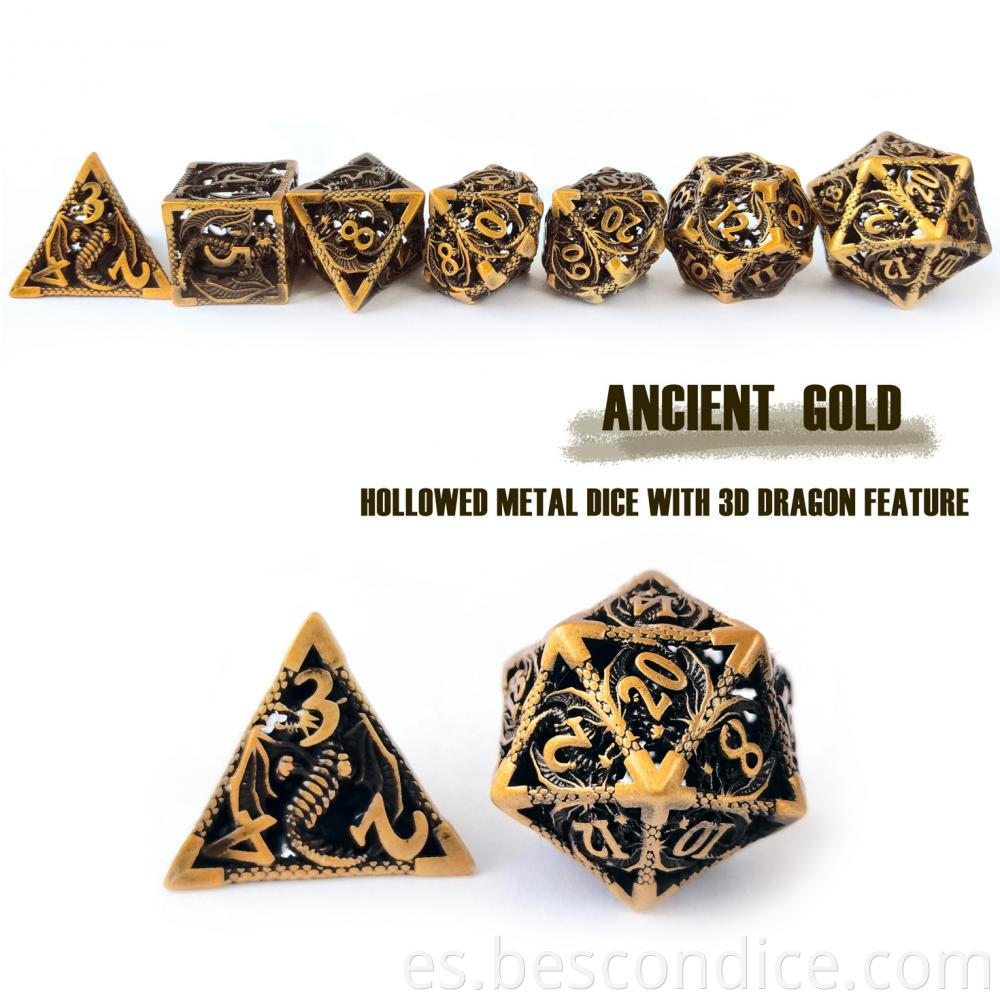 Ancient Gold Hollow Metal Dice